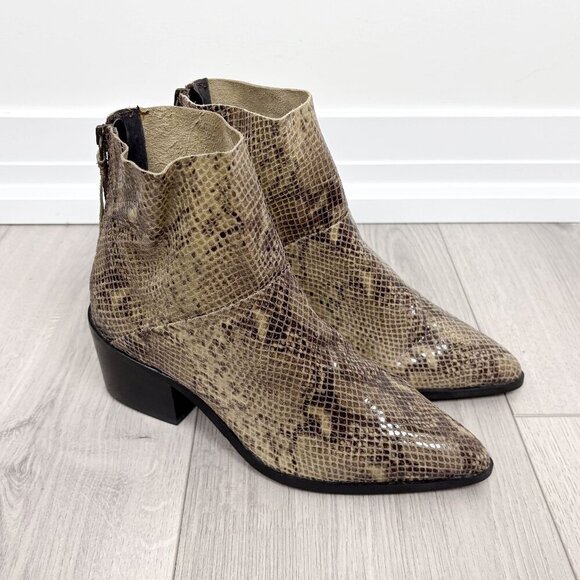 Steve Madden Shoes - Steve Madden Womens Snakeprint Leather Pointed Booties Brown Size 7